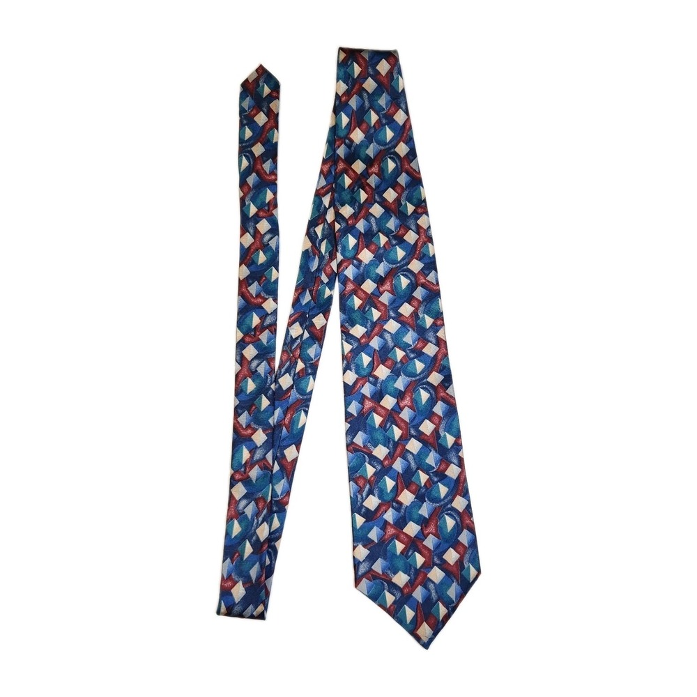Vintage Christian Dior Monsieur Tie 100% Silk Abstract Geometric 3.75" Wide USA